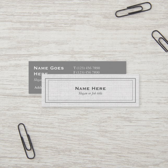 Mini cartes de visite gris professionnels (Devant/Arrière en situation)