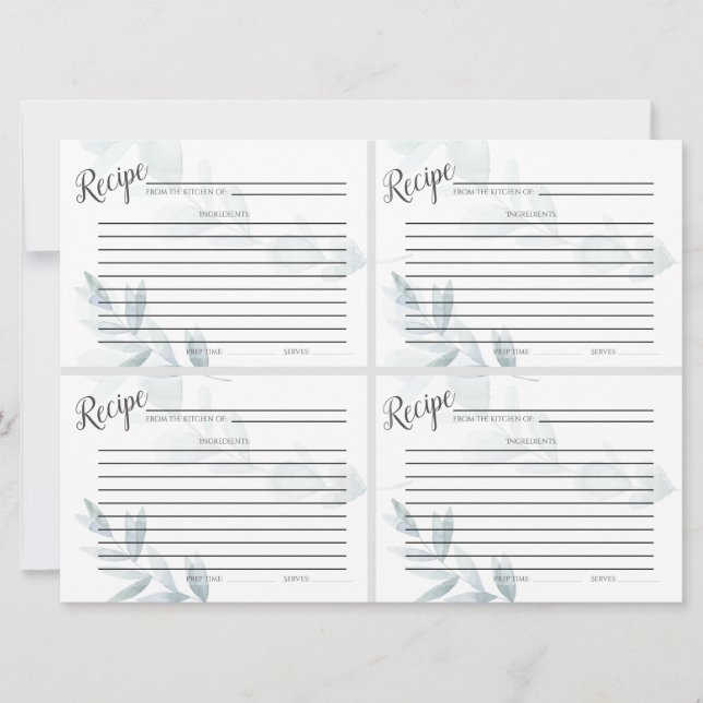 Mini CARTES RECEPE | Eucalypse bleu-dusty (Devant)