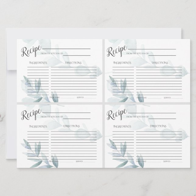 Mini CARTES RECEPE | Eucalypse bleu-dusty (Devant)