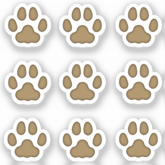 Mini Cat Paw Prints Brown Animal Tracks Stickers (Front)