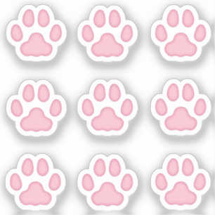 Mini Cat Paw Prints Pink Animal Tracks Stickers