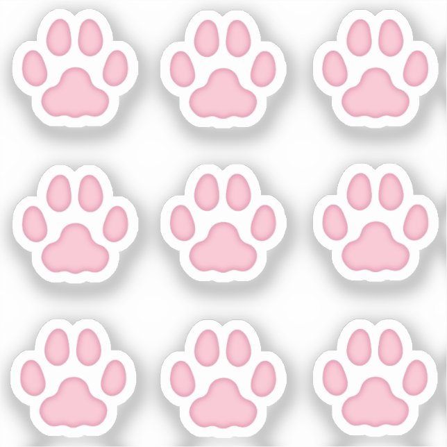 Mini Cat Paw Prints Pink Animal Tracks Stickers (Front)