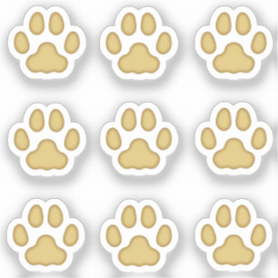 Mini Cat Paw Prints Tan Animal Tracks Stickers