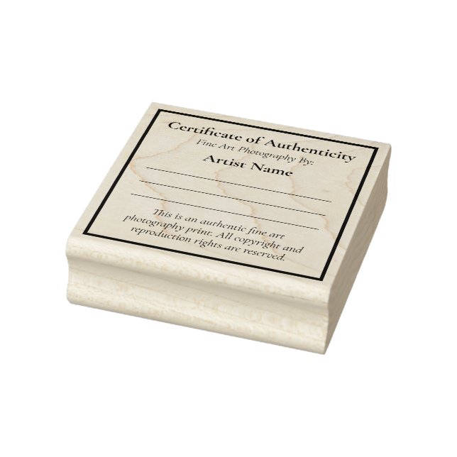 Mini Certificate of Authenticity for Photography Rubber Stamp (Stamp)