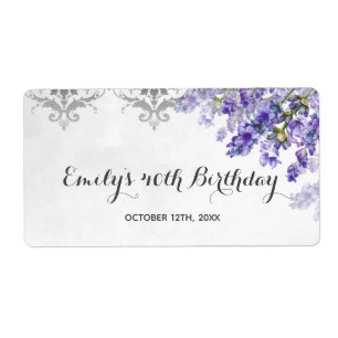 Mini champagne bottle label lavenders birthday