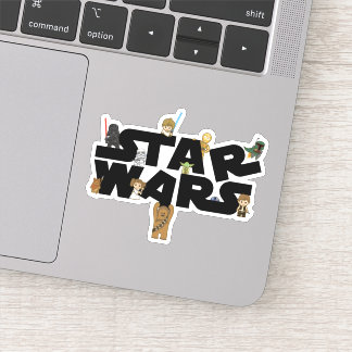 Mini Characters Climbing Star Wars Logo