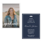 Mini Charcoal Blue Photo Graduation Invitation