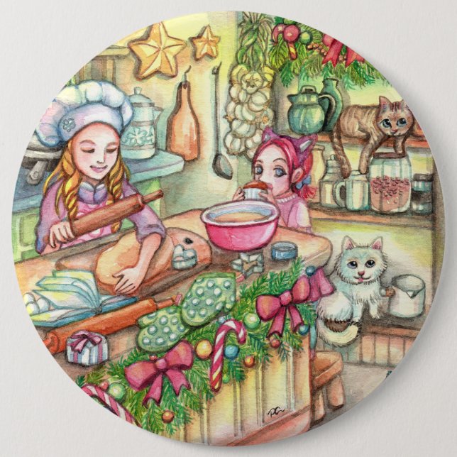 Mini Chef in the Kitchen 6 Inch Round Button (Front)