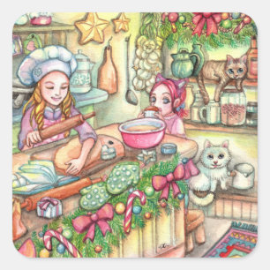 Mini Chef in the Kitchen Square Sticker