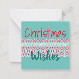 Mini Christmas Card In Teal Red and Pink