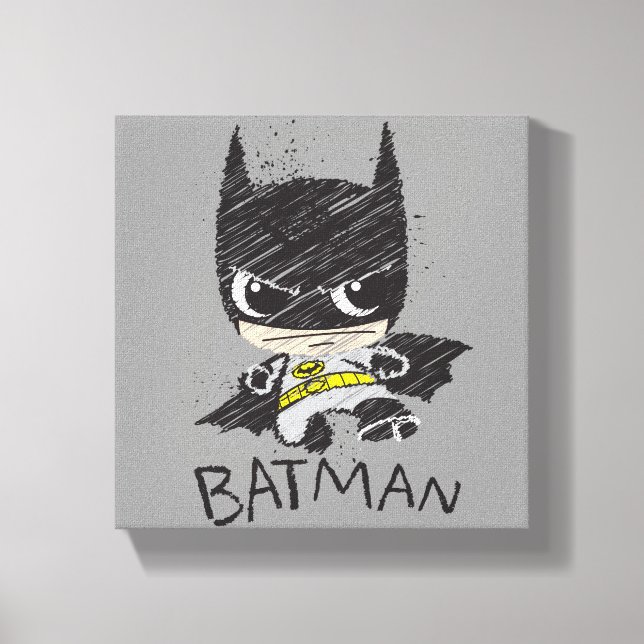 Mini Classic Batman Sketch Canvas Print (Front)