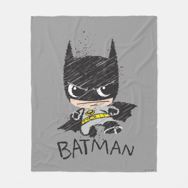 Mini Classic Batman Sketch Fleece Blanket (Front)