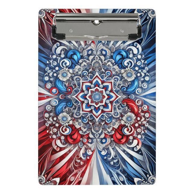 Mini clipboard with French Colours Abstract Design (Front)