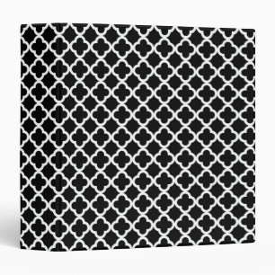 Mini Clover Quatrefoil Pattern Black and White Binder