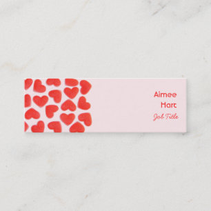 Mini Coeurs doux carte de visite rose côté maigre