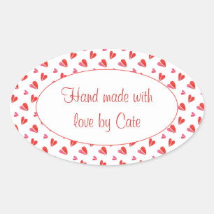MINI COEURS Stickers Ovale "fait main"