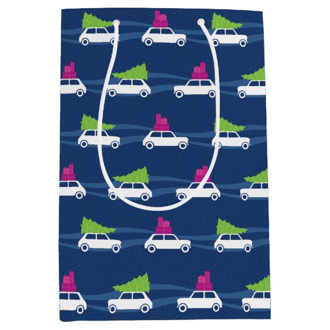 Mini Cooper Christmas Traffic Medium Gift Bag (Front)