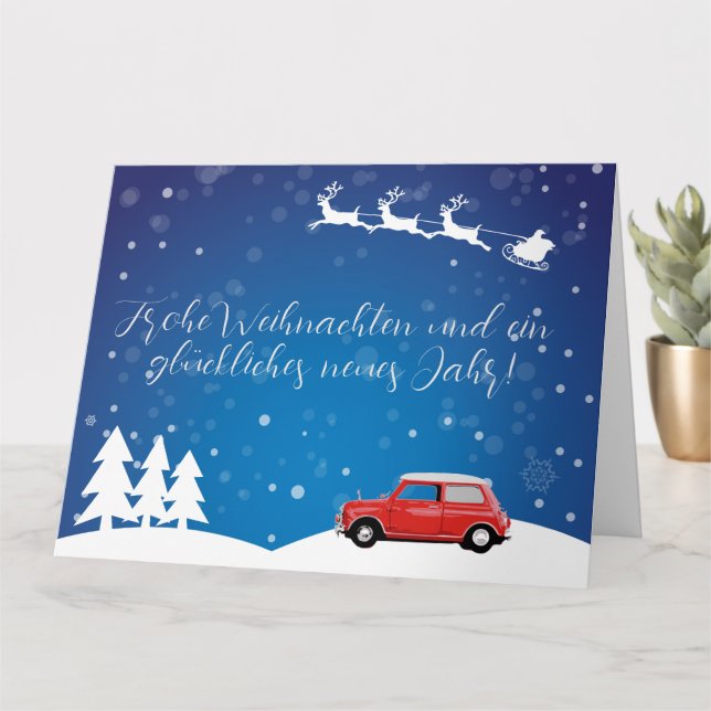 Mini Cooper Greeting Card Christmas New Year (Small Plant)