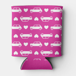 Mini Cooper Hearts - Bright Pink Can Cooler