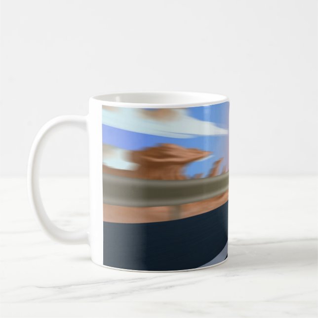 Mini cooper on the road  coffee mug (Left)