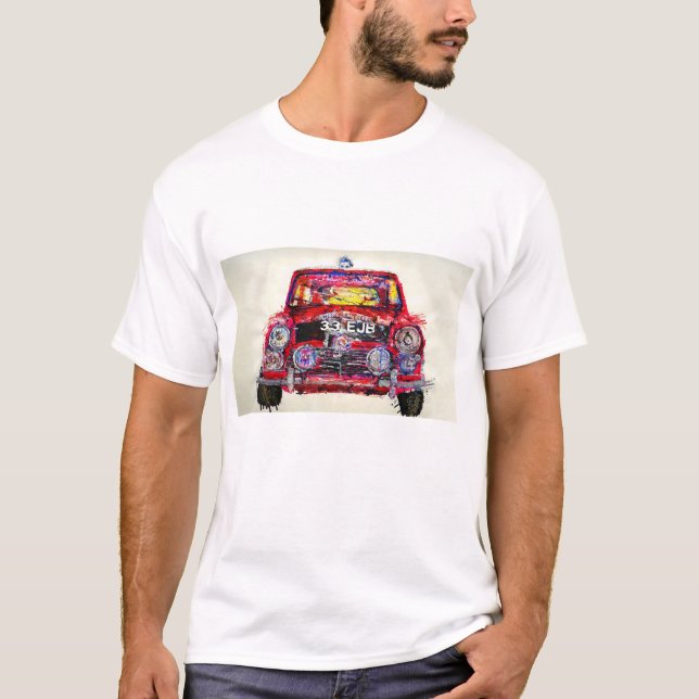 Mini Cooper t-shirt couleur d'aquarelle de voiture (Devant)