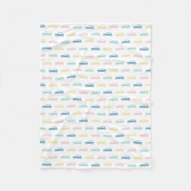 Mini Coopers on the Go - Pastel - Fleece Blanket (Front)