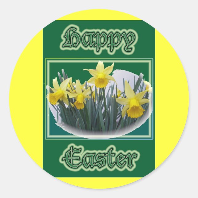 Mini Daffodils Happy Easter Sticker (Front)