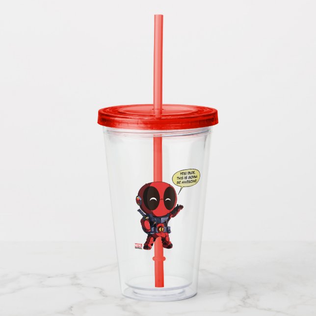 Mini Deadpool in Armour Acrylic Tumbler (Front)