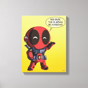Mini Deadpool in Armour Canvas Print