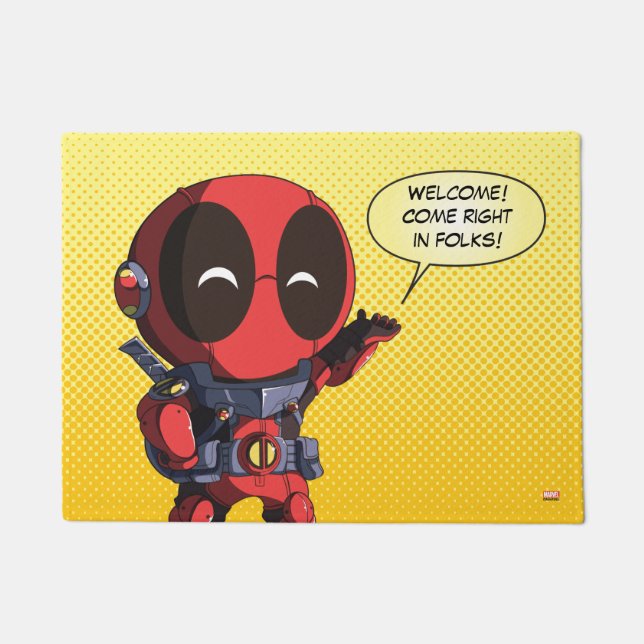 Mini Deadpool in Armour Doormat (Front)