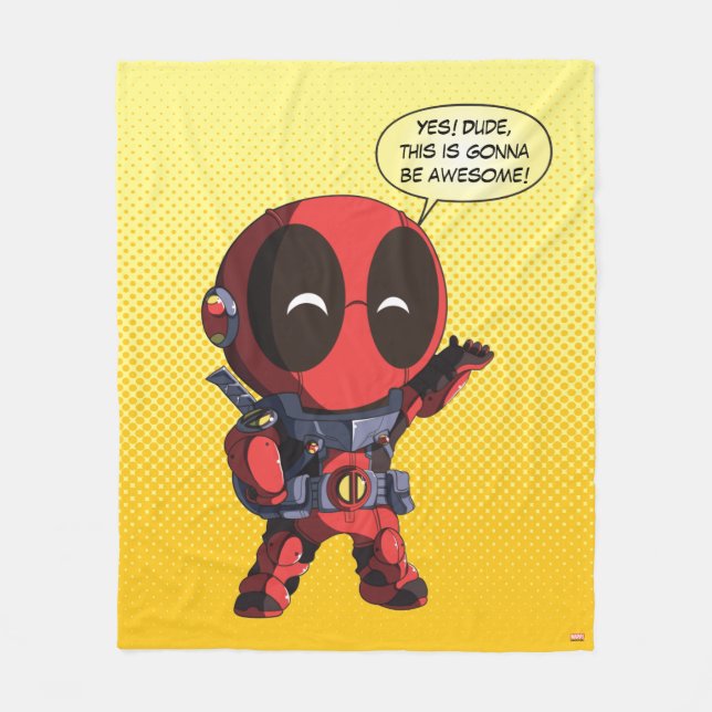 Mini Deadpool in Armour Fleece Blanket (Front)