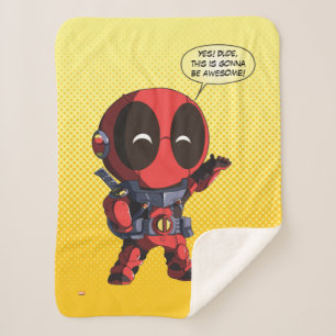 Mini Deadpool in Armour Sherpa Blanket
