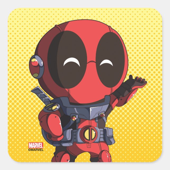 Mini Deadpool in Armour Square Sticker (Front)