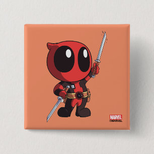 Mini Deadpool With Two Swords 2 Inch Square Button