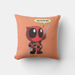 Mini Deadpool With Two Swords Throw Pillow