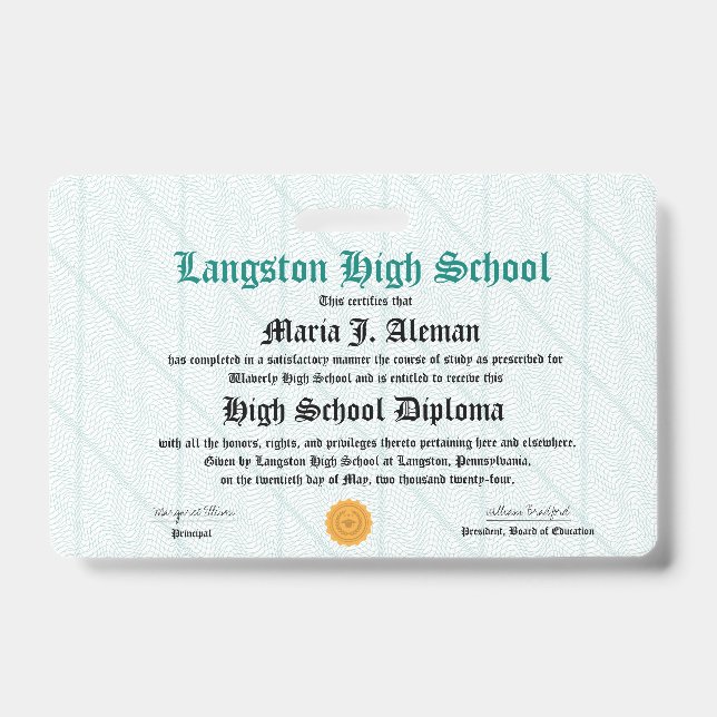 Mini Diploma - Packet Size Badge Maria  (Front)