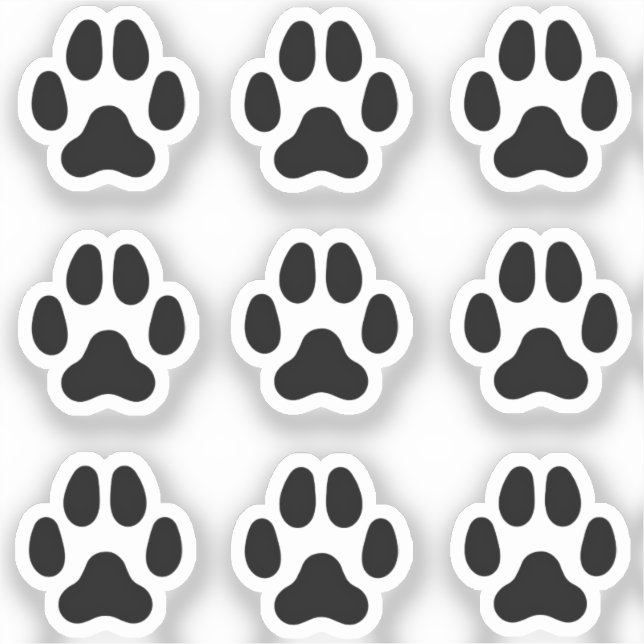 Mini Dog Paw Prints Black Animal Tracks Stickers (Front)