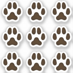 Mini Dog Paw Prints Dark Brown Pet Stickers