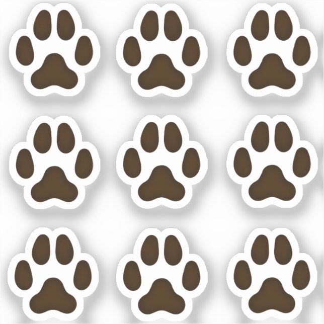 Mini Dog Paw Prints Dark Brown Pet Stickers (Front)