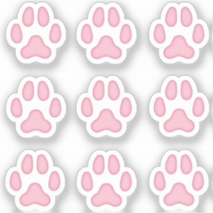 Mini Dog Paw Prints Pink Animal Tracks Stickers