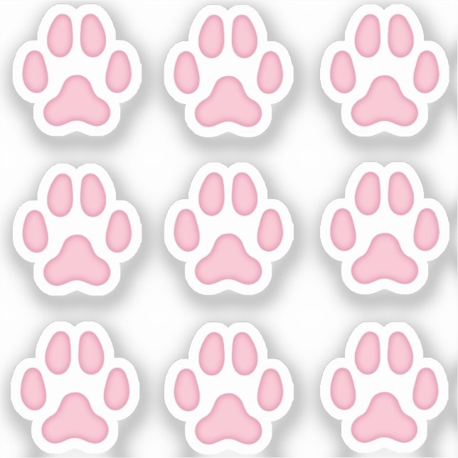 Mini Dog Paw Prints Pink Animal Tracks Stickers (Front)