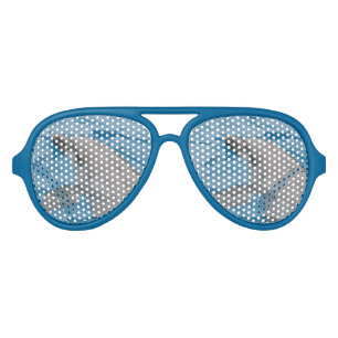 Mini Dolphin Tile Motif in Bright Clear Blue Water Aviator Sunglasses