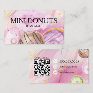 Mini Doughnuts Baker Bakery Treats Watercolor Business Card