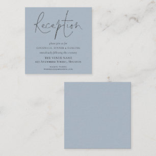 MINI Dusty Blue Script Wedding Reception Details Enclosure Card