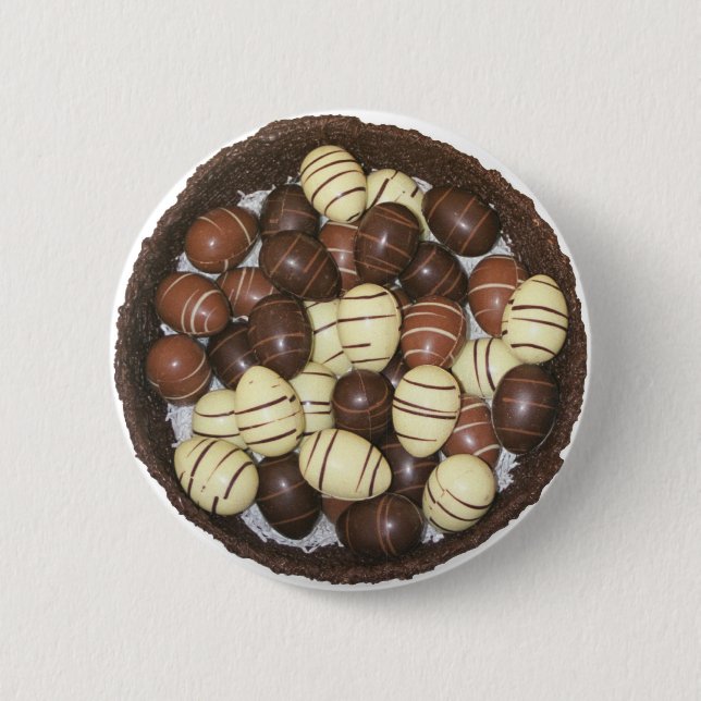 Mini Easter eggs in chocolate nest 2 Inch Round Button (Front)