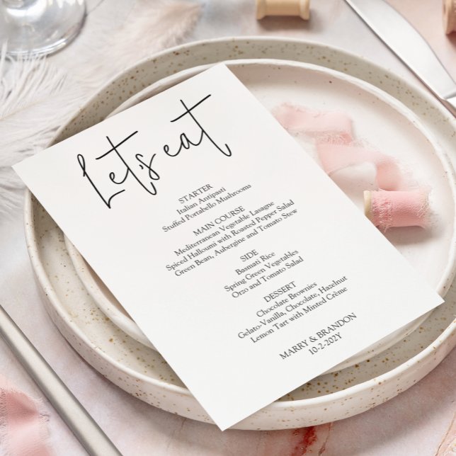 Mini écrit à la main Mangeons Mariage Carte menu (Créateur téléchargé)