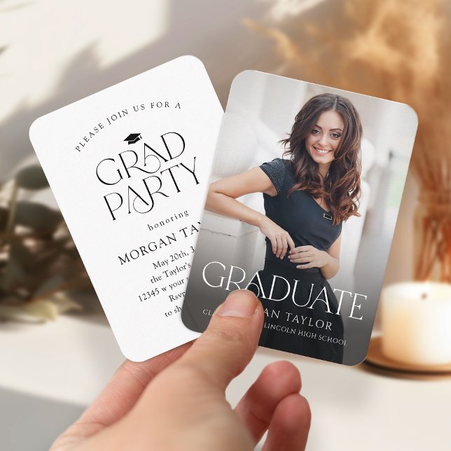 Mini Elegance Photo Graduation Invitation (Mini Graceful Elegance Photo Graduation Invite)
