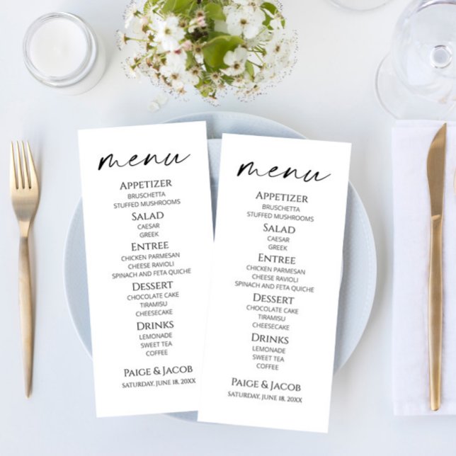 Mini Elegant Blanc Noir Mariage Menu (Créateur téléchargé)