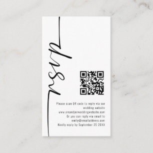 Mini Elegant Calligraphy QR Code Wedding RSVP  Enclosure Card