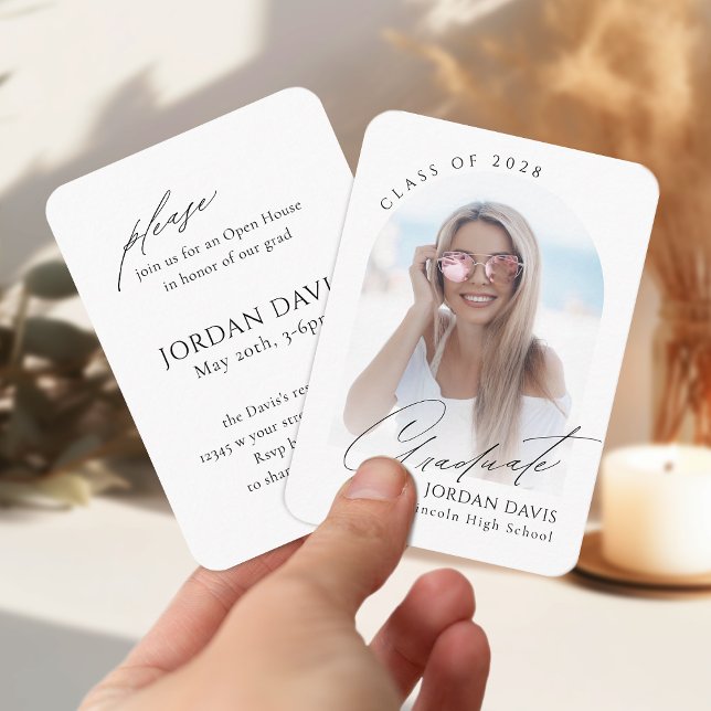 Mini Elegant Script Arch Photo Graduation Invite (Mini Elegant Script Arch Photo Graduation Invite)